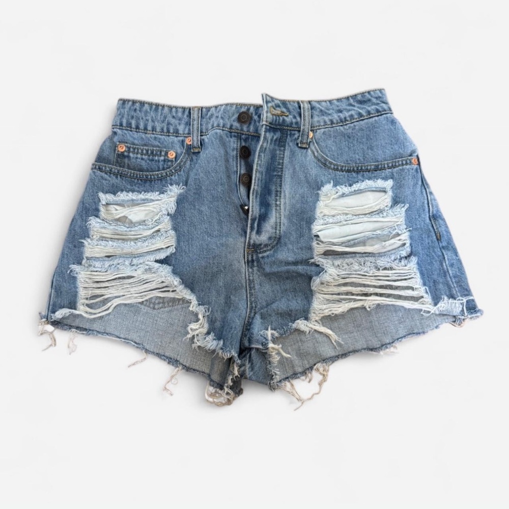 Naked Wardrobe Blue Distressed Jean Shorts